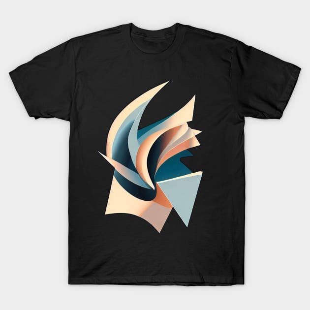 Modern Abstract | Windmill fire | Pink, Blue, and Orange T-Shirt by Horizon Line Apparel